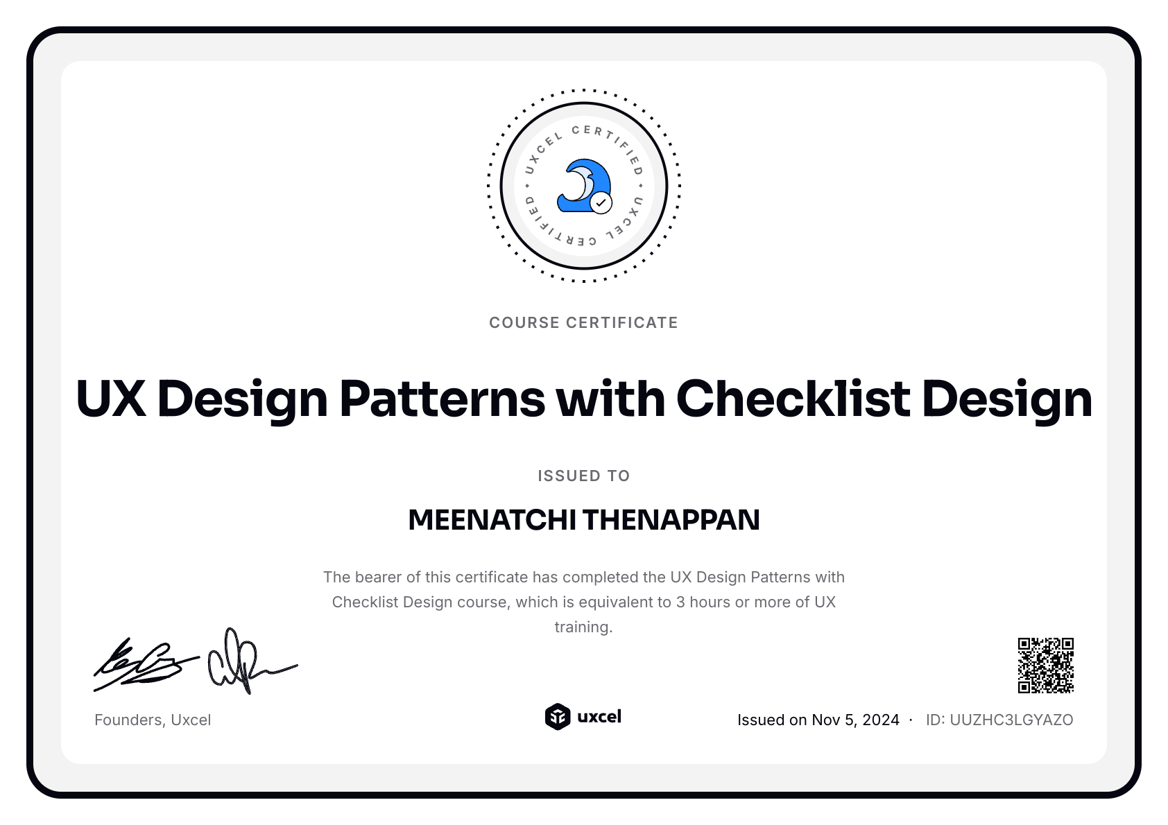 MEENATCHI THENAPPAN's certificate